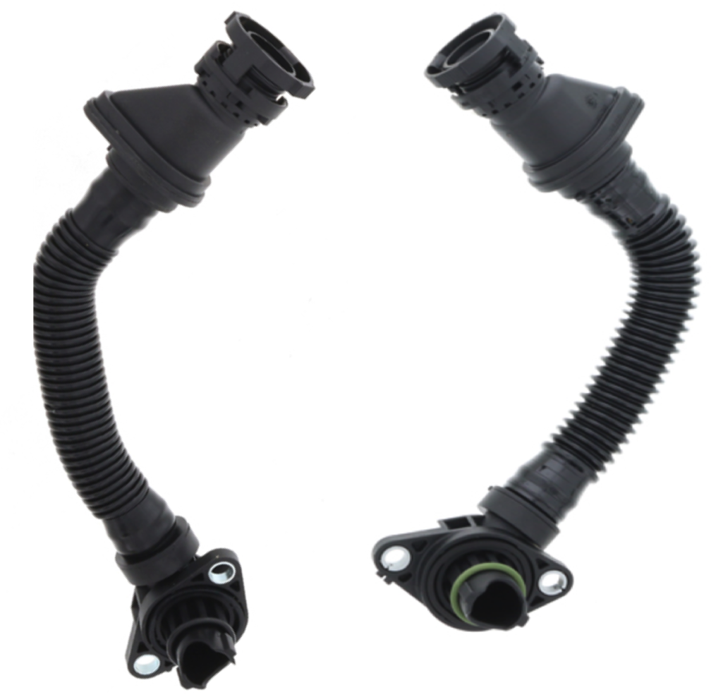 BMW F10 M5 Crankcase Vent Hose Set - Valve Cover to Air Channel OEM 11157843150 & 11157843151