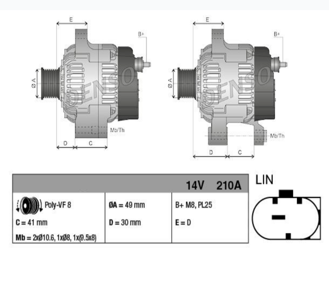 BMW E9X 335i New Alternator OEM (210AMP) 12317616120 (2013 Year Model) – image 3
