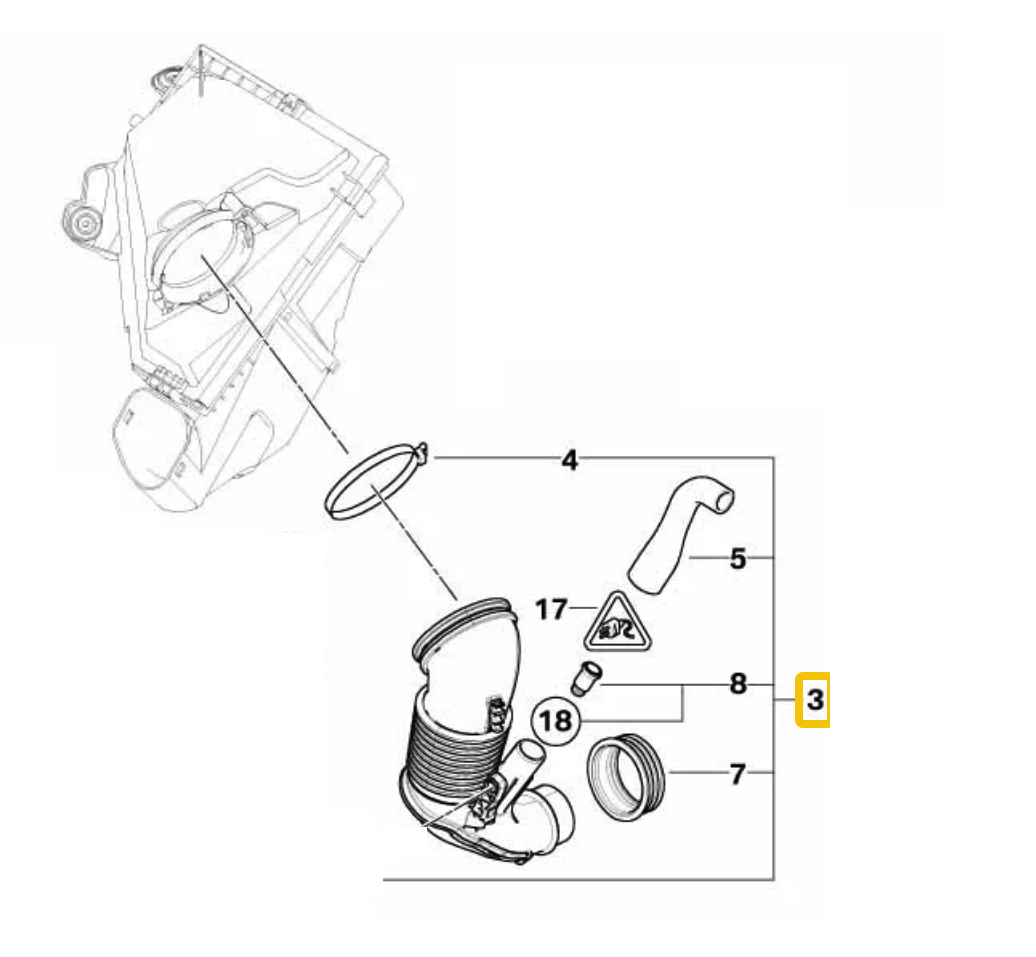 BMW E9X 335d Intake Boot - From Air Mass Sensor OEM 13717808156 (Filtered Air Pipe) – image 3