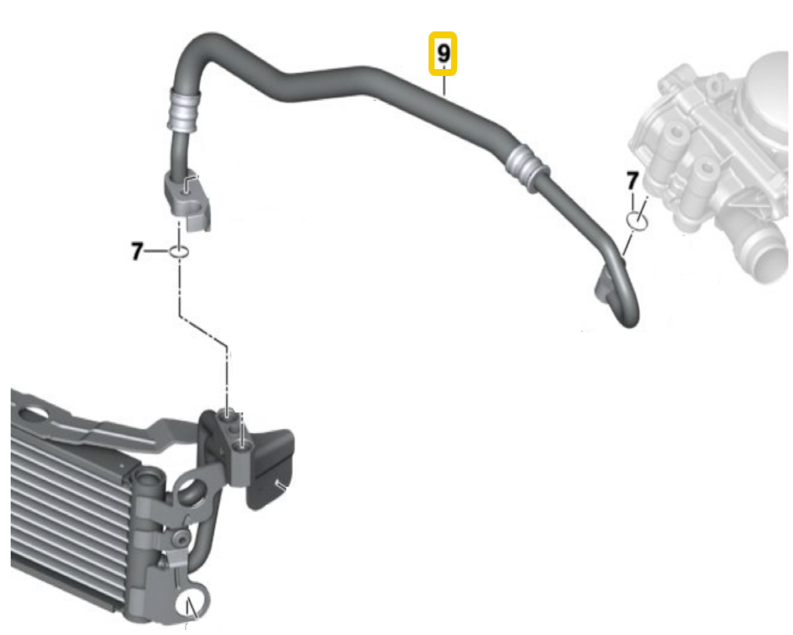 BMW E9X 335i Engine Oil Cooler Line W/ Seals OEM 17227567207