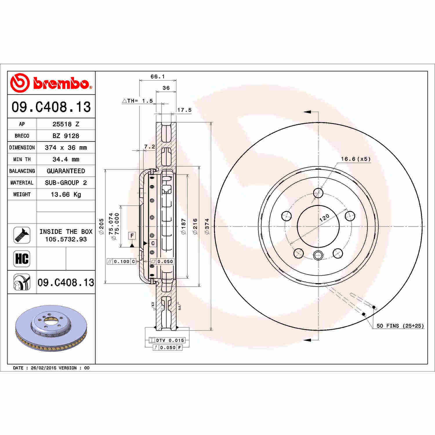 BMW F01 750i & 750li Front Brake Rotor By Brembo 34106894383 or 34106894384 – image 3