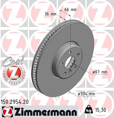 BMW G05 X5 M Sport Brake Front Brake Rotor By Zimmermann 34116875283 or 34116875284 – image 2