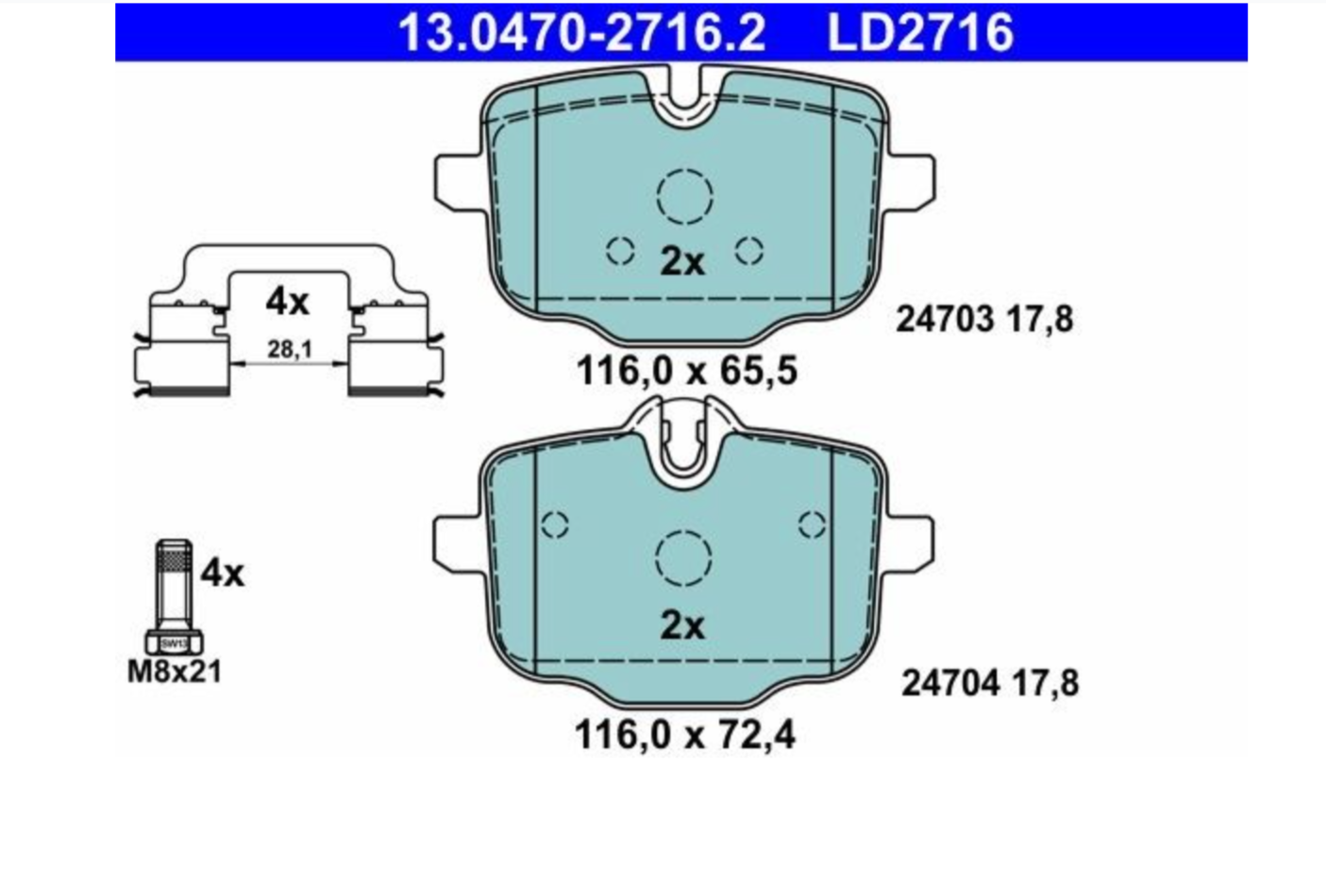 BMW G05 X5 Rear Ceramic Brake Pad Set By ATE 34216870552 – image 3