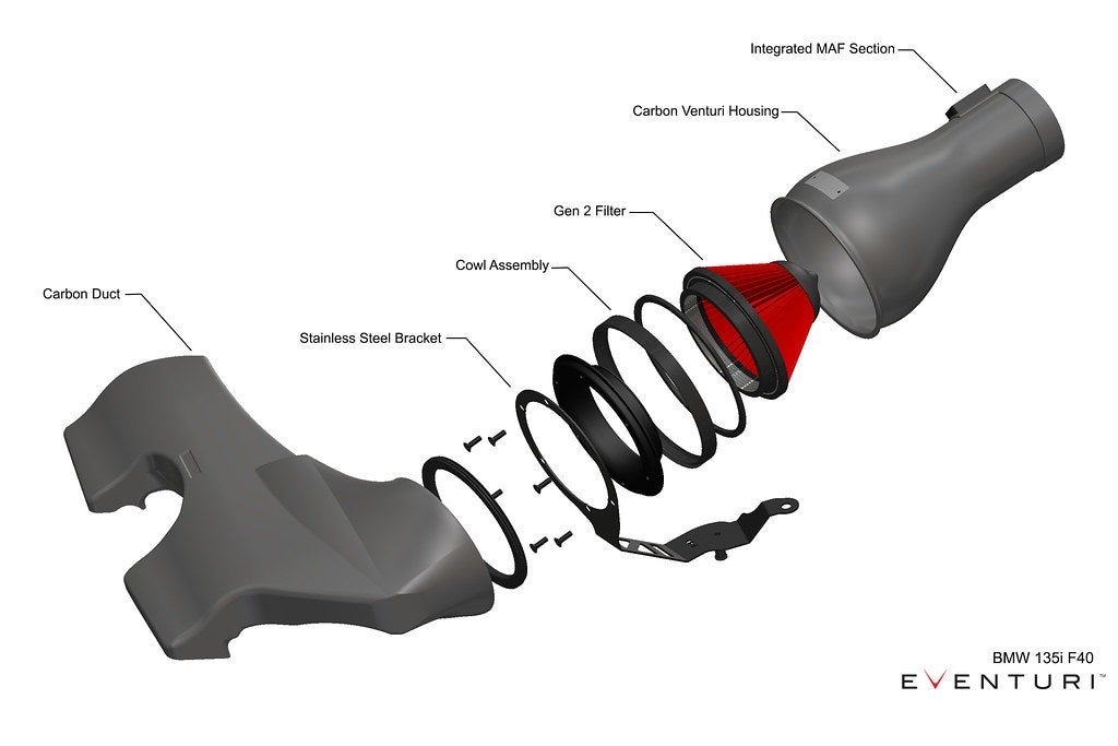Eventuri BMW F4X M135i M235i / F39 X2 35i B48 Black Carbon Intake System EVE-F4XB48-CF-INT – image 2