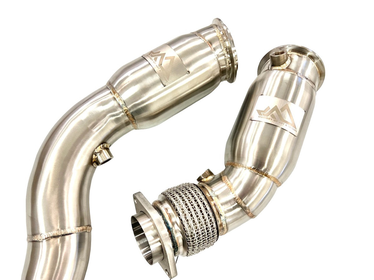 MAD BMW S55 Resonated Downpipes M2C M3 M4 W/ Flex Section Mad-072