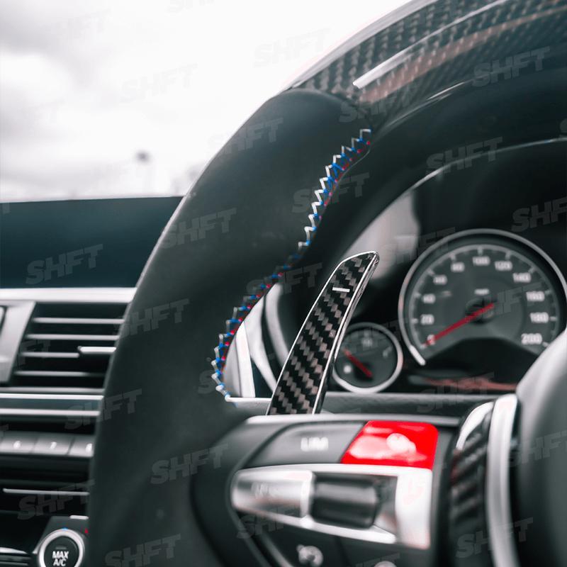 R44 BMW F SERIES AUTOMATIC PADDLE SHIFTERS IN GLOSS / MATTE CARBON FIBRE – image 3