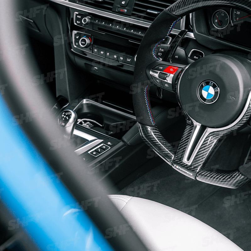 R44 BMW F SERIES AUTOMATIC PADDLE SHIFTERS IN GLOSS / MATTE CARBON FIBRE – image 5